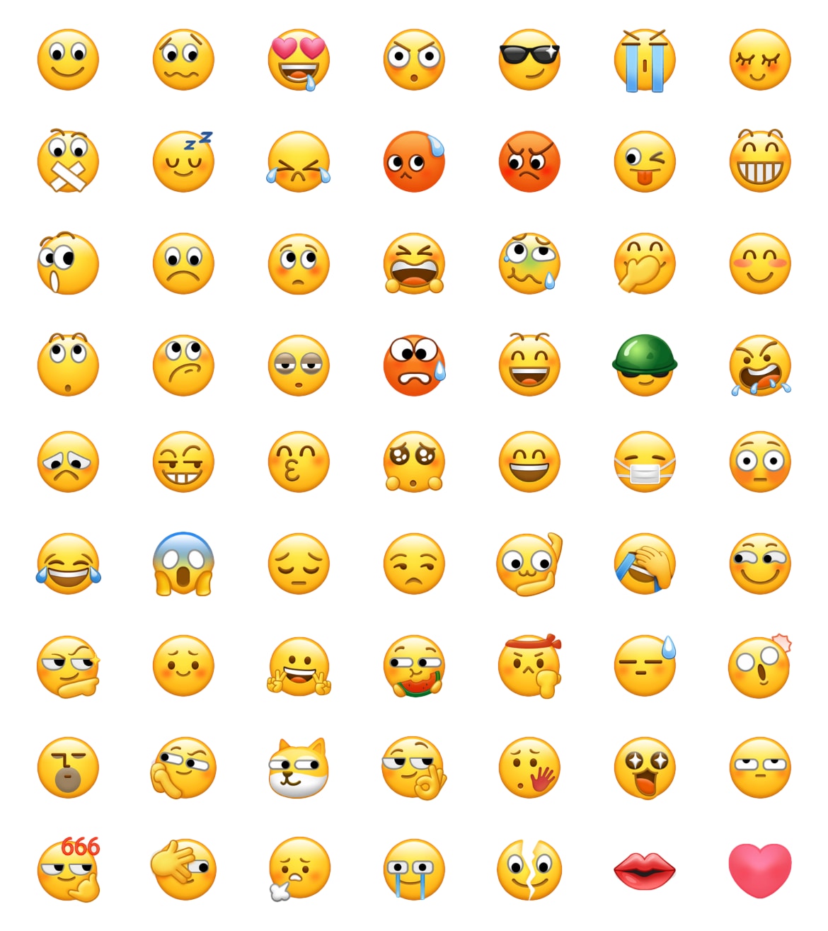 various emojis