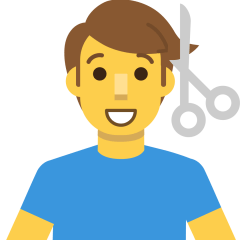 Man Getting Haircut on Skype Emoticons 1.2